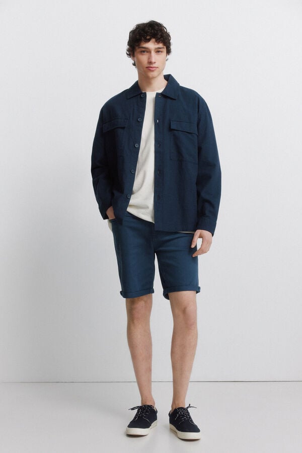 Springfield Washed 5-pocket slim fit Bermuda shorts blue