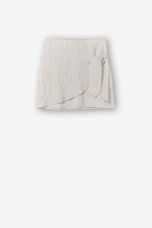 Springfield Printed Mini Skirt with Knot boja peska