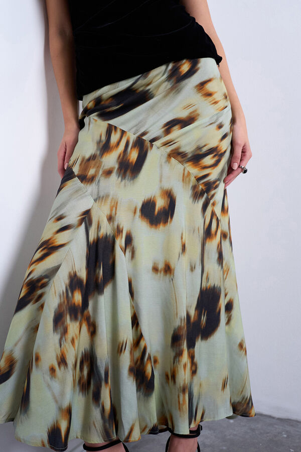 Topshop Falda midi de viscosa verde