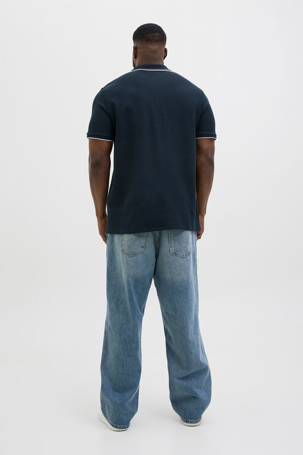 Jack & Jones PLUS Polo regular punto piqu&eacute; azul