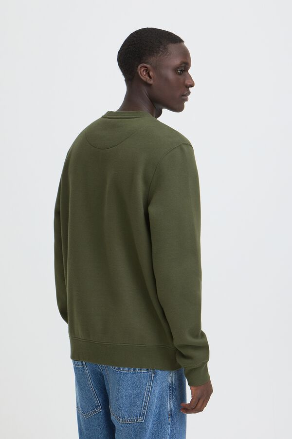 Blend Embroidered round neck sweatshirt vert