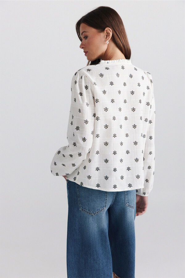 Springfield Structured ruffle shirt printed