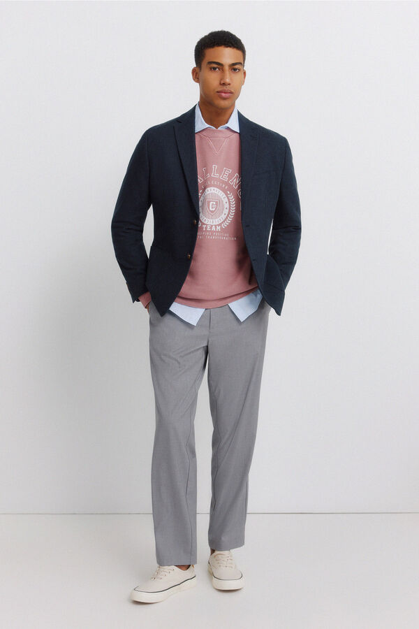 Springfield Blazer lino algod&oacute;n azul