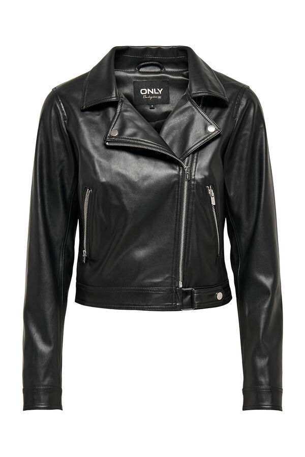 Springfield Faux leather lapel jacket crna