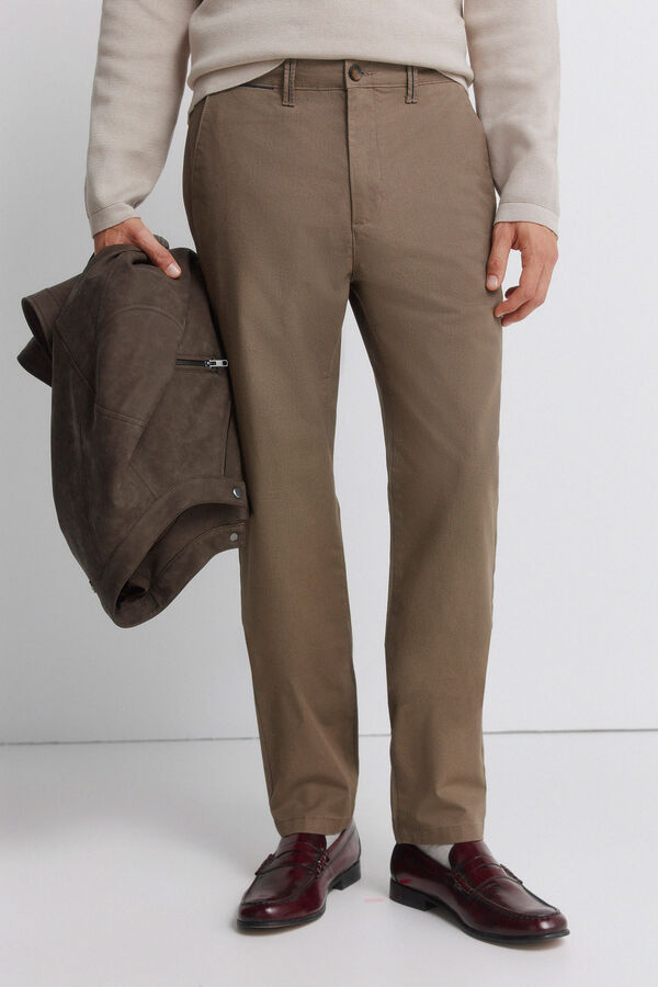Springfield Micro-printed slim fit chinos nude