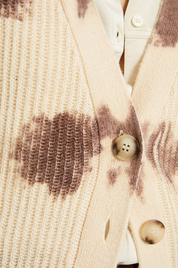 System Action C&aacute;rdigan punto estampado beige