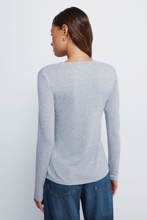 Springfield Studded neck T-shirt grey