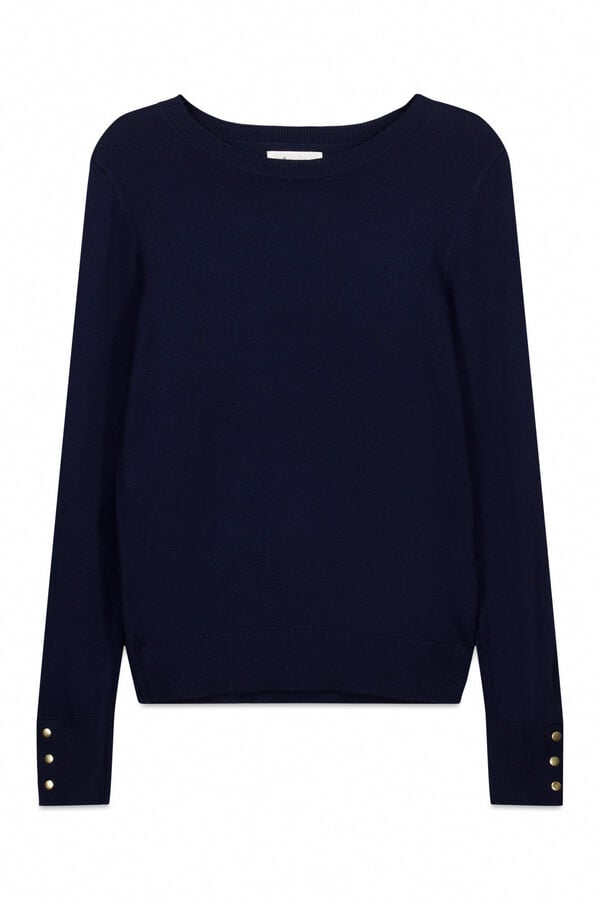 Springfield Fine jumper with button cuffs blue