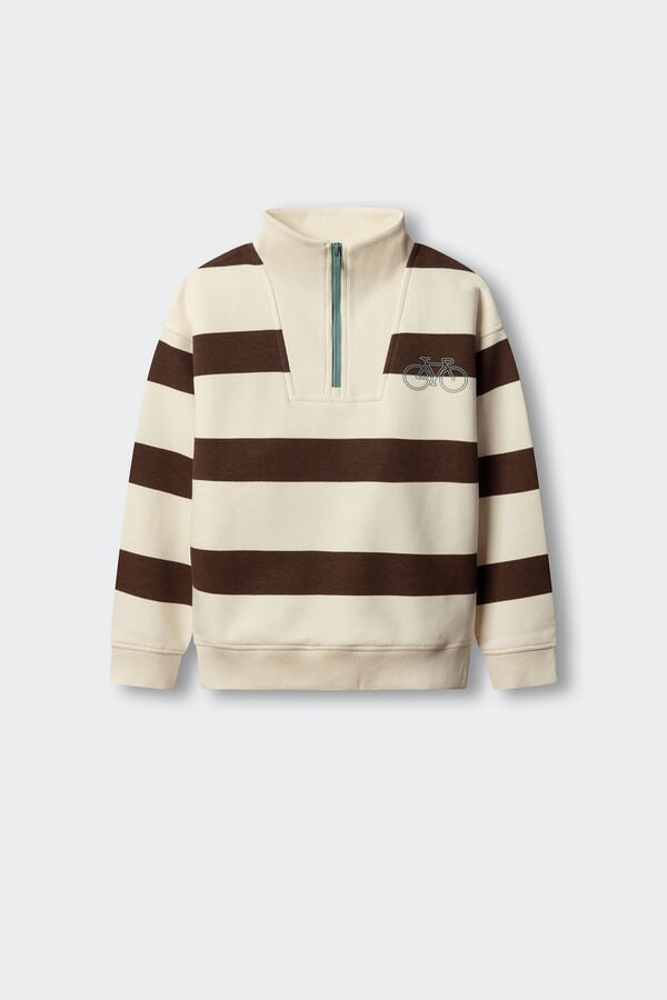 Springfield Kids Striped funnel neck sweatshirt for boys nude