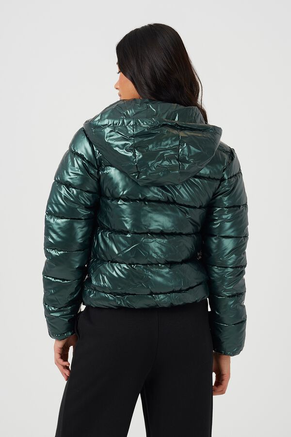 Brave Soul Short hooded puffer jacket green