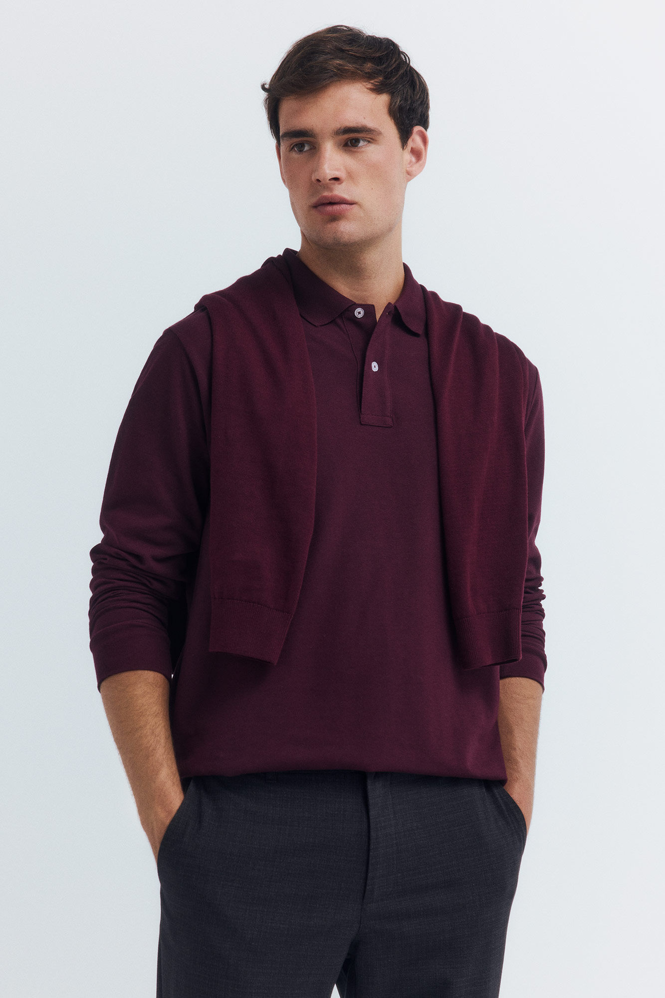 Springfield Basic long sleeve regular fit piqu&eacute; polo shirt