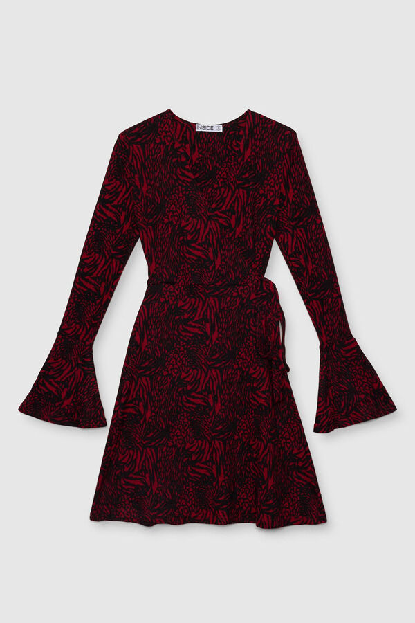 Inside Vestido Cruzado Estampado rojo
