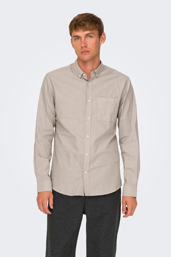 Only & Sons Camisa manga larga gris
