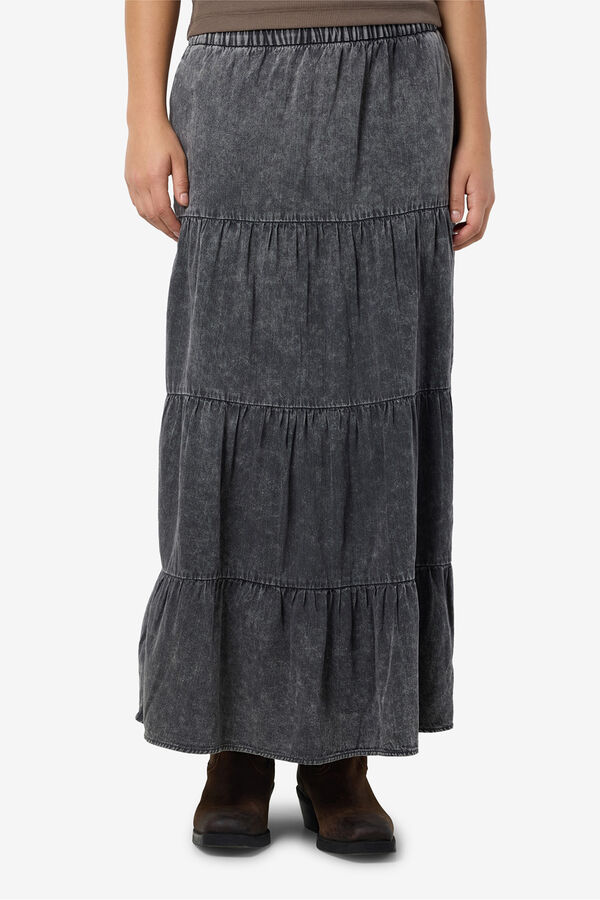 Noisy May Falda midi panelada washed negro