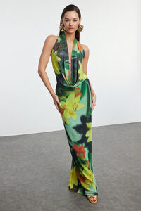 Trendyol Vestido costas abertas estampado