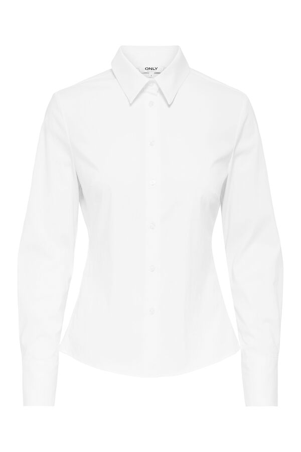 Only Camisa de manga manga slim fit branco