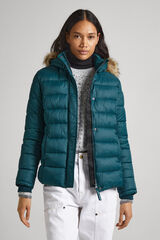 Springfield Puffer jacket with fur detail on the hood  green
