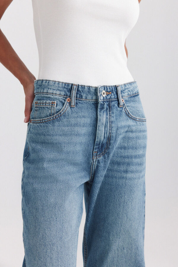 Springfield Wide leg mid-rise jeans blue
