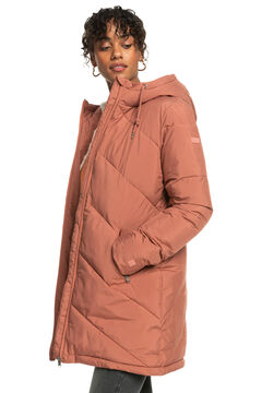 Springfield Better Weather - Longline puffer jacket with hood for women terracotta