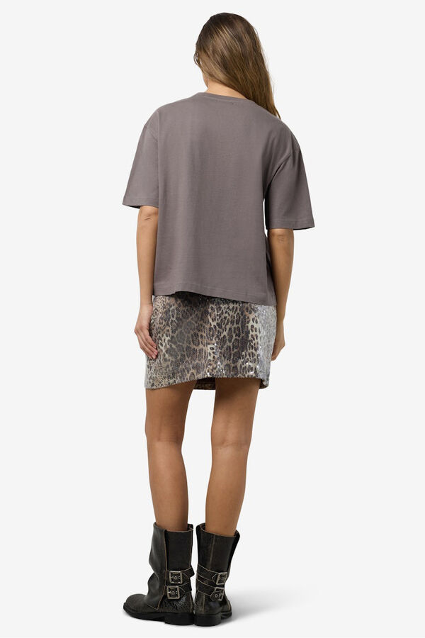 Noisy May T-shirt com gola de joia cinzento