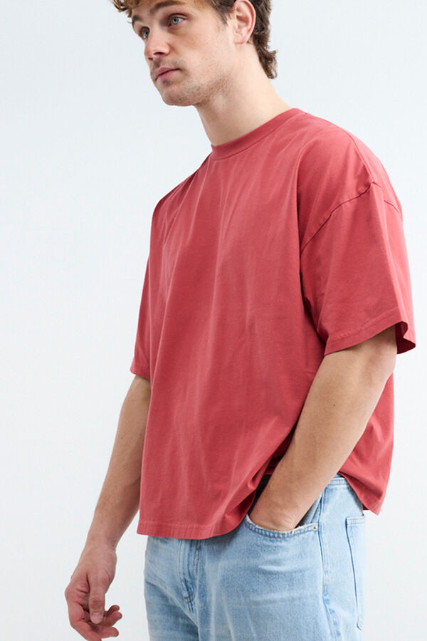 Balmohk Camiseta boxy manga corta rojo