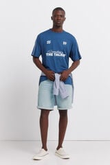 Springfield Denim lightweight slim fit Bermuda shorts blue