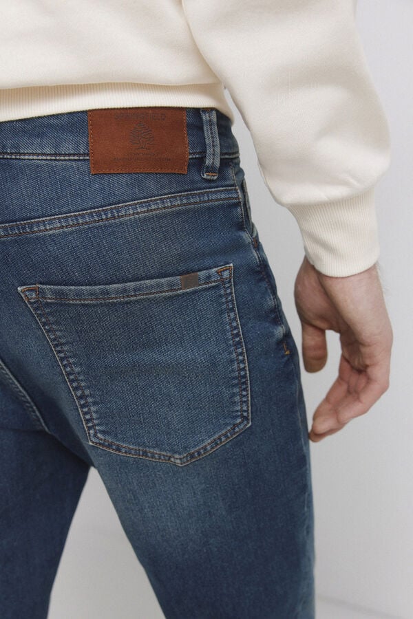 Springfield Knit denim overdyed slim fit jeans blue