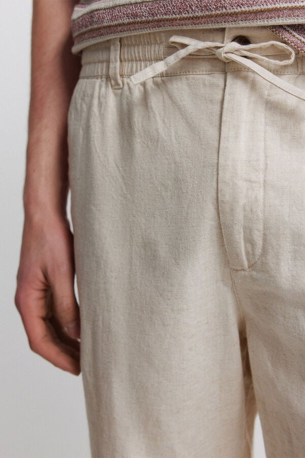 Springfield Bermuda en lin coupe slim confortable blanc