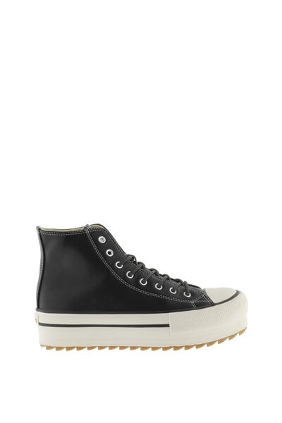 Springfield  leather effect high-top sneakers with retro logo and serrated sole black
