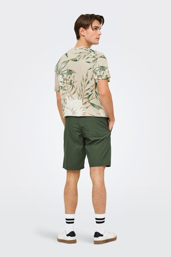 Only & Sons Bermuda shorts with zip fastening and button green