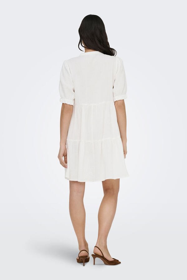 JDY Vestido corto volantes blanco