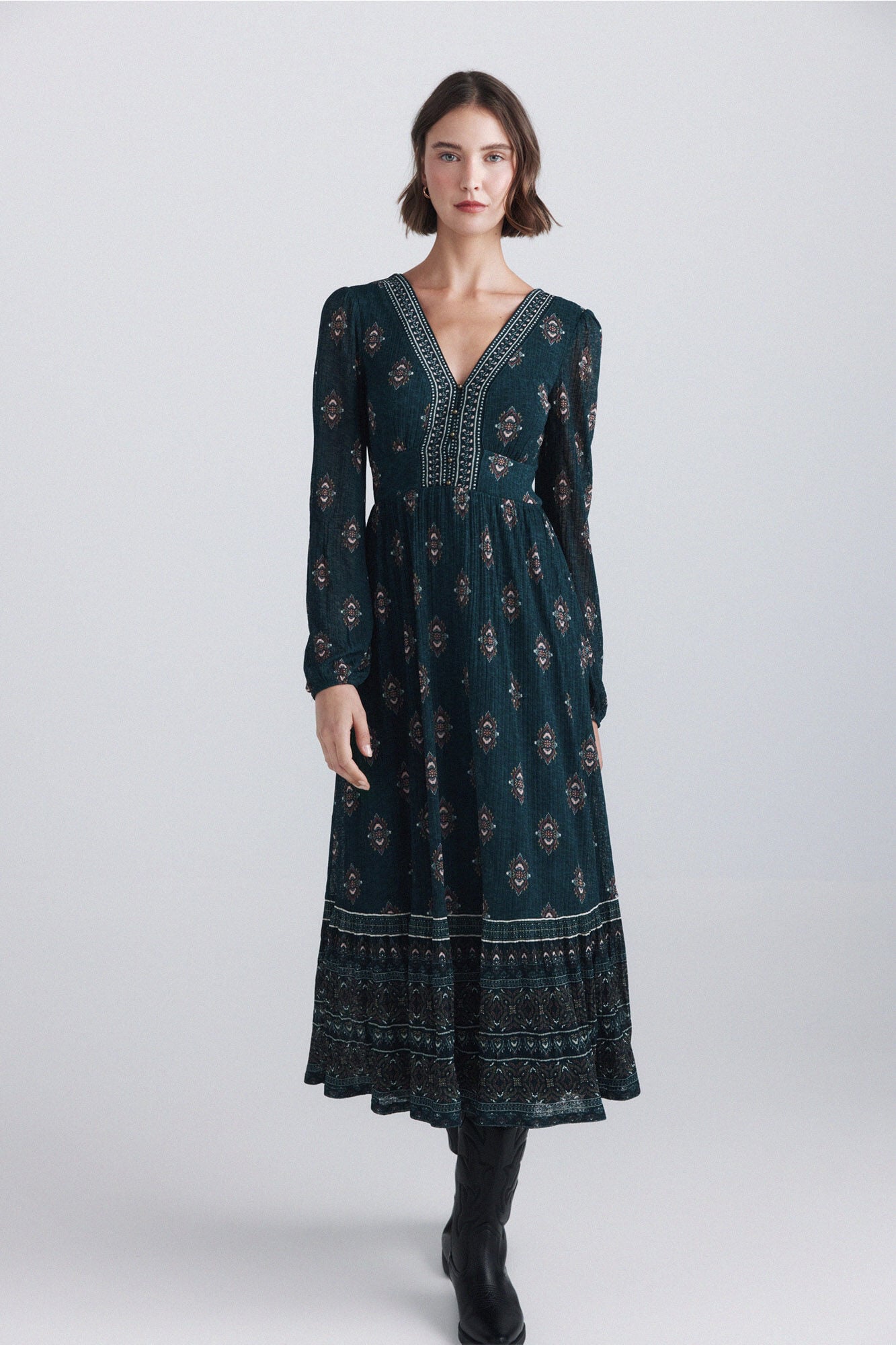 Springfield Vestido midi estampado &eacute;tnico