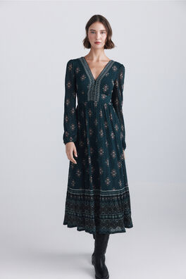 Vestido midi estampado étnico