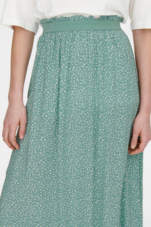 Springfield Falda larga estampada cintura elástica verde