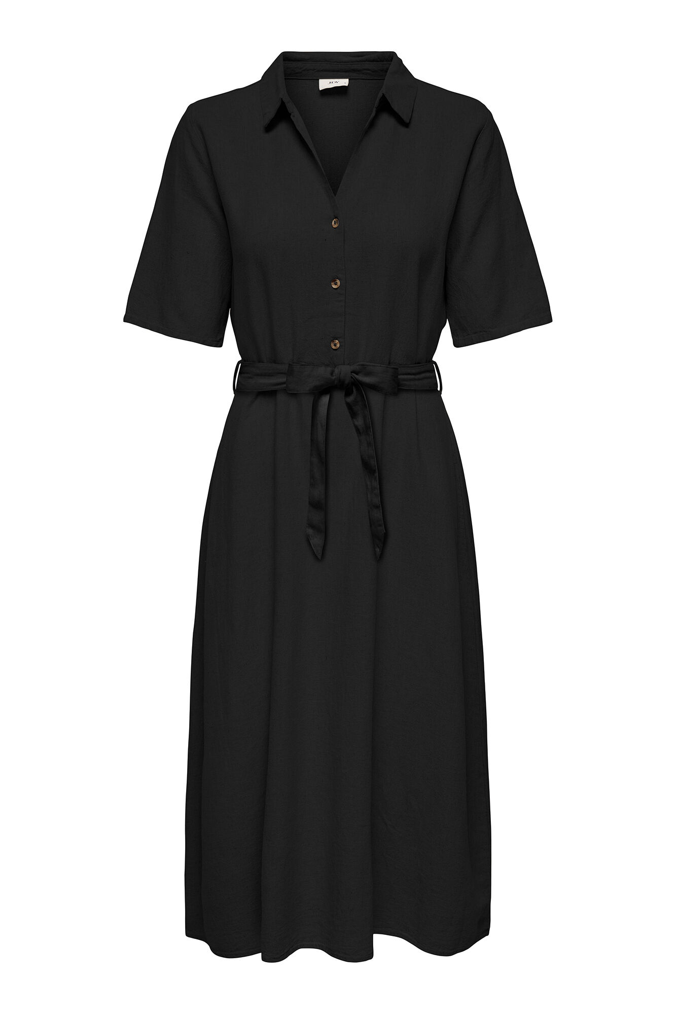 JDY Vestido midi camisero de lino con cintur&oacute;n