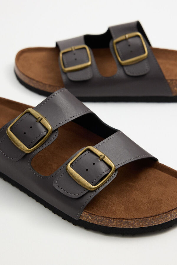 Inside Double buckle bio sandals nude