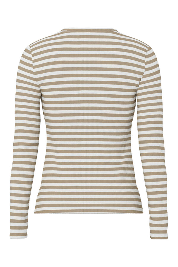 Pieces Ribbed long-sleeve T-shirt nude