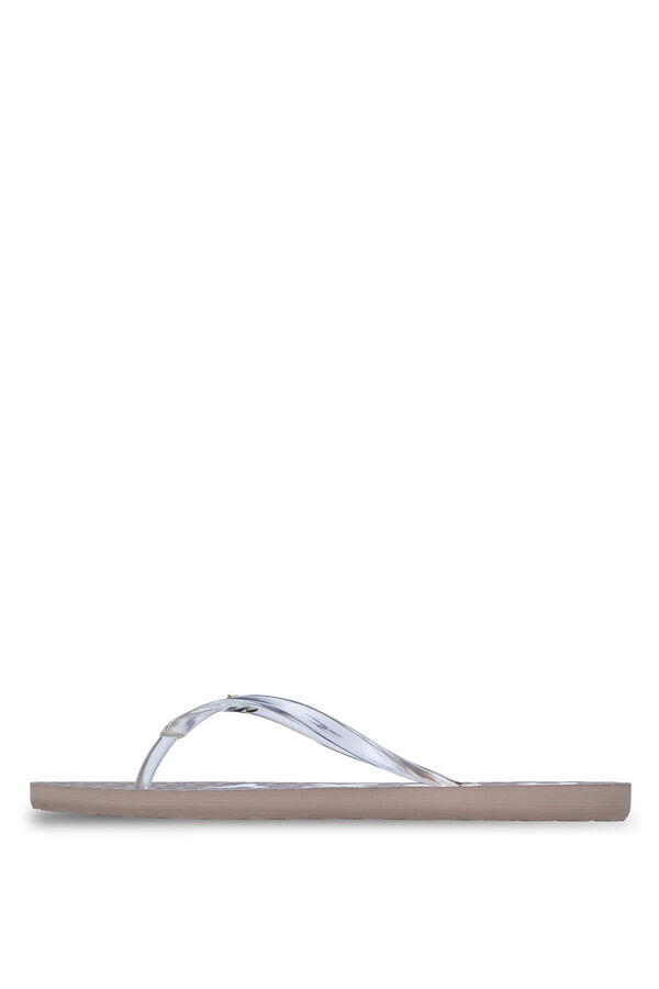 Roxy Metallic logo straps sandal white