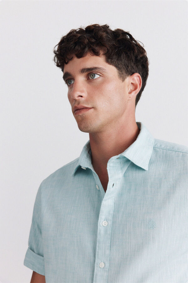 Springfield Short sleeve turn-up shirt green