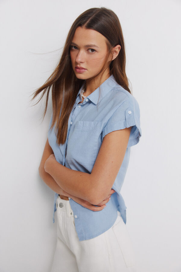 Springfield Cotton short sleeve shirt blue