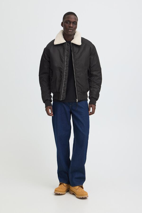 Blend Bomber jacket with faux shearling collar black