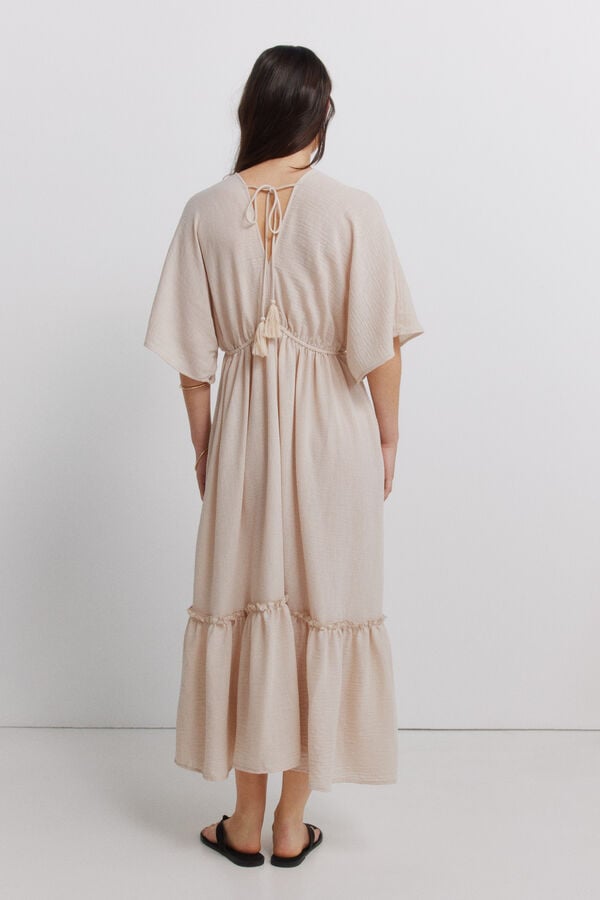 Springfield Ruffle kaftan dress nude