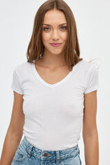 Springfield T-Shirt V-Ausschnitt blanco