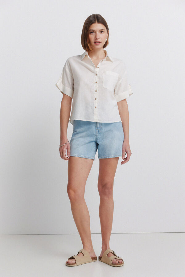 Springfield Linen short sleeve shirt brown