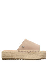 XTI Split leather and jute sandal marron