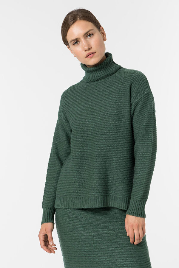 Springfield Pullover hoher Kragen grün