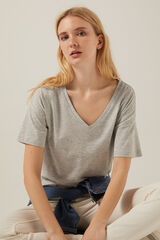 Springfield Organic cotton V-neck T-shirt Siva