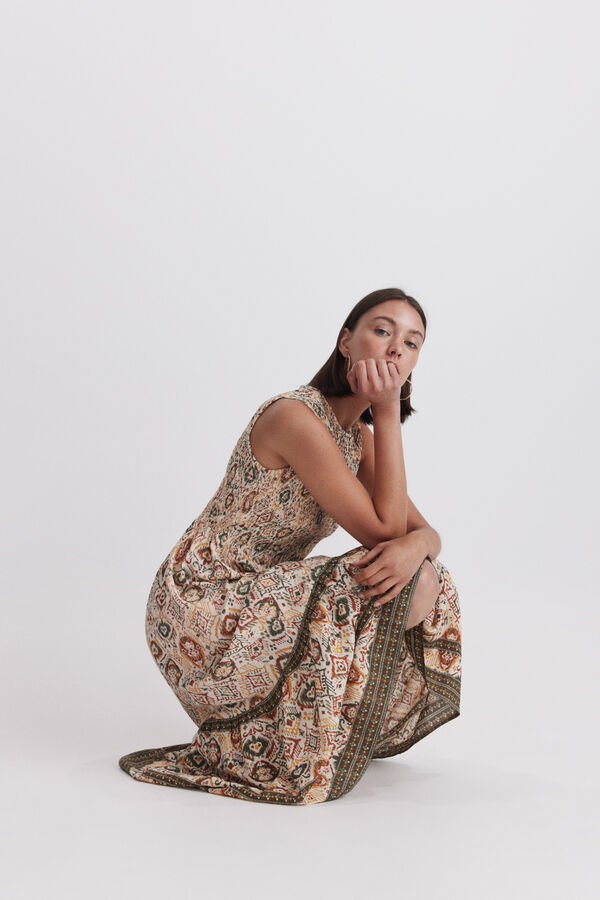 Springfield Vestido midi halter em tecido favo de mel branco