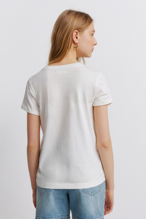 Springfield Printed short sleeve T-shirt beige