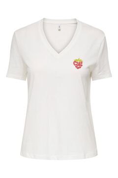 Only Kurzarm-T-Shirt mit V-Ausschnitt
